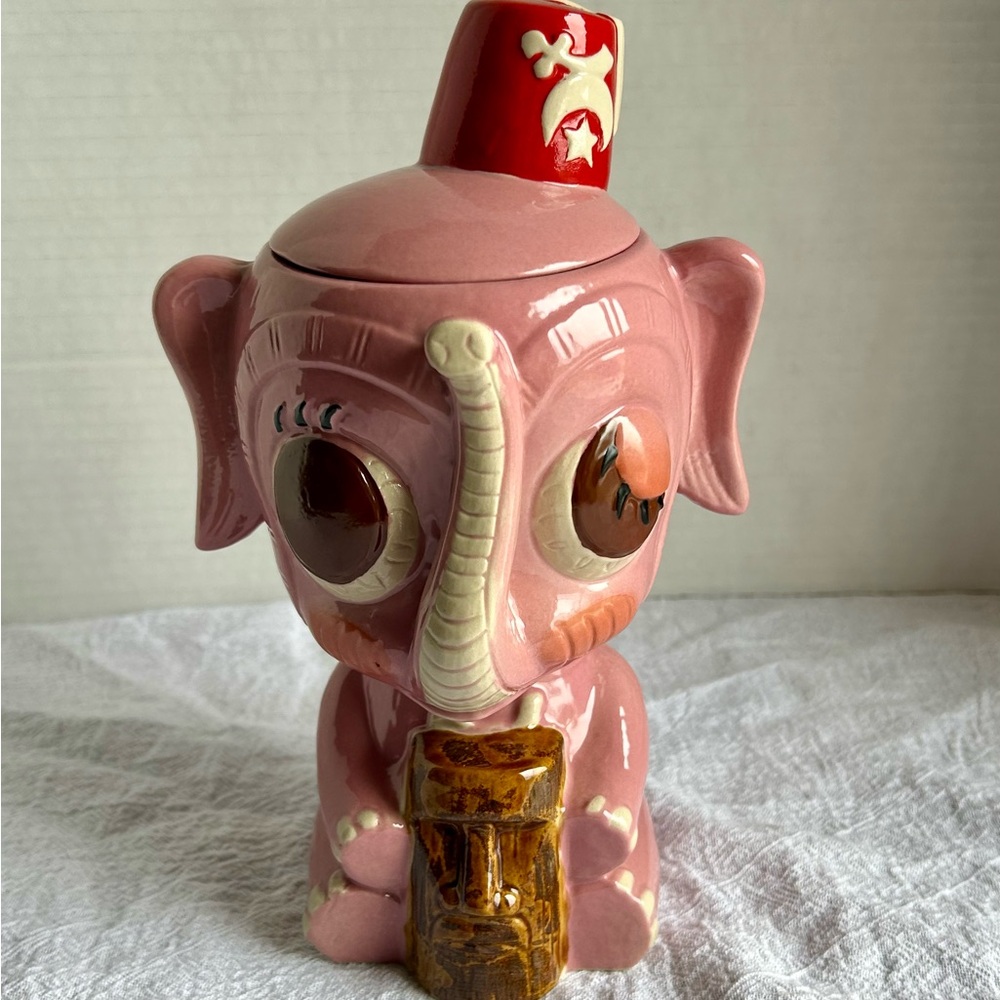 Munktiki Drunk Pink Elephant Lidded Tiki Mug by Mitch O’Connell